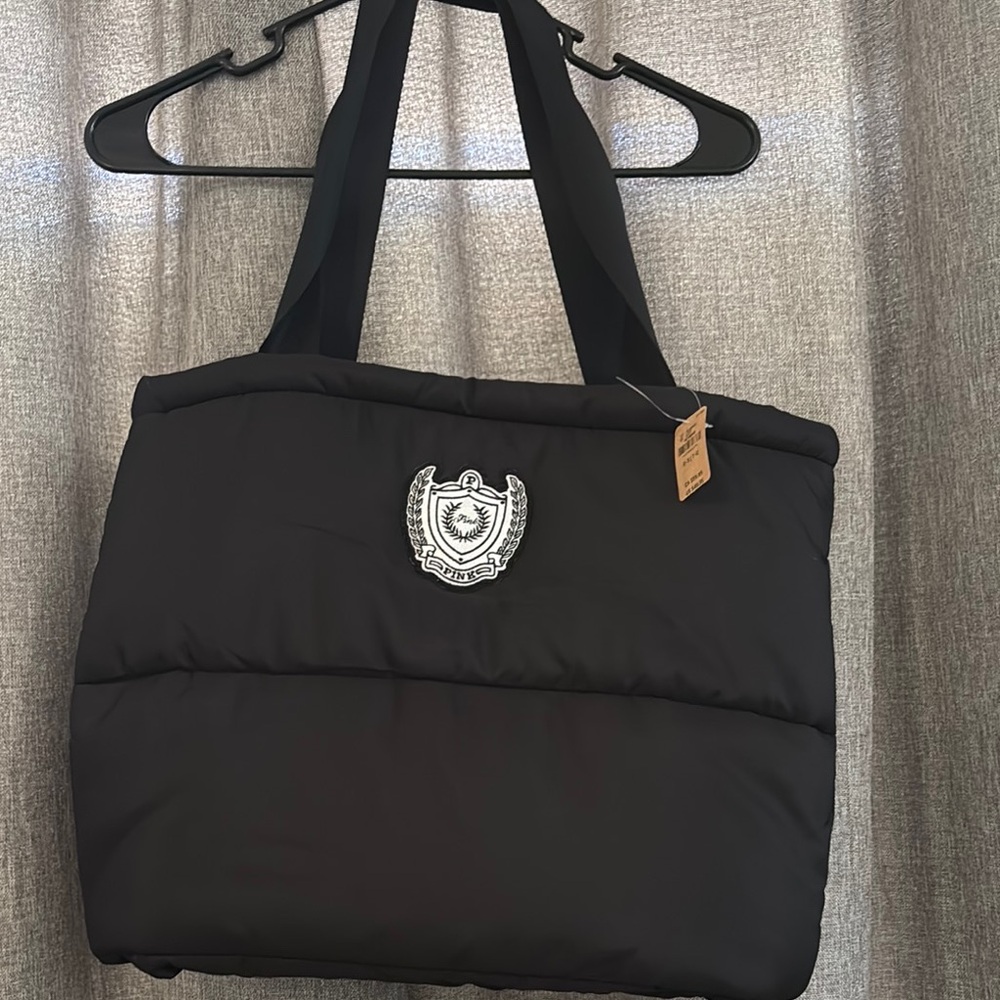 Pink victoria secret Black Tote Bag with Embroidered Patch